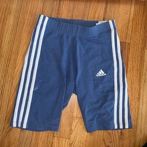 Blue adidas biker shorts